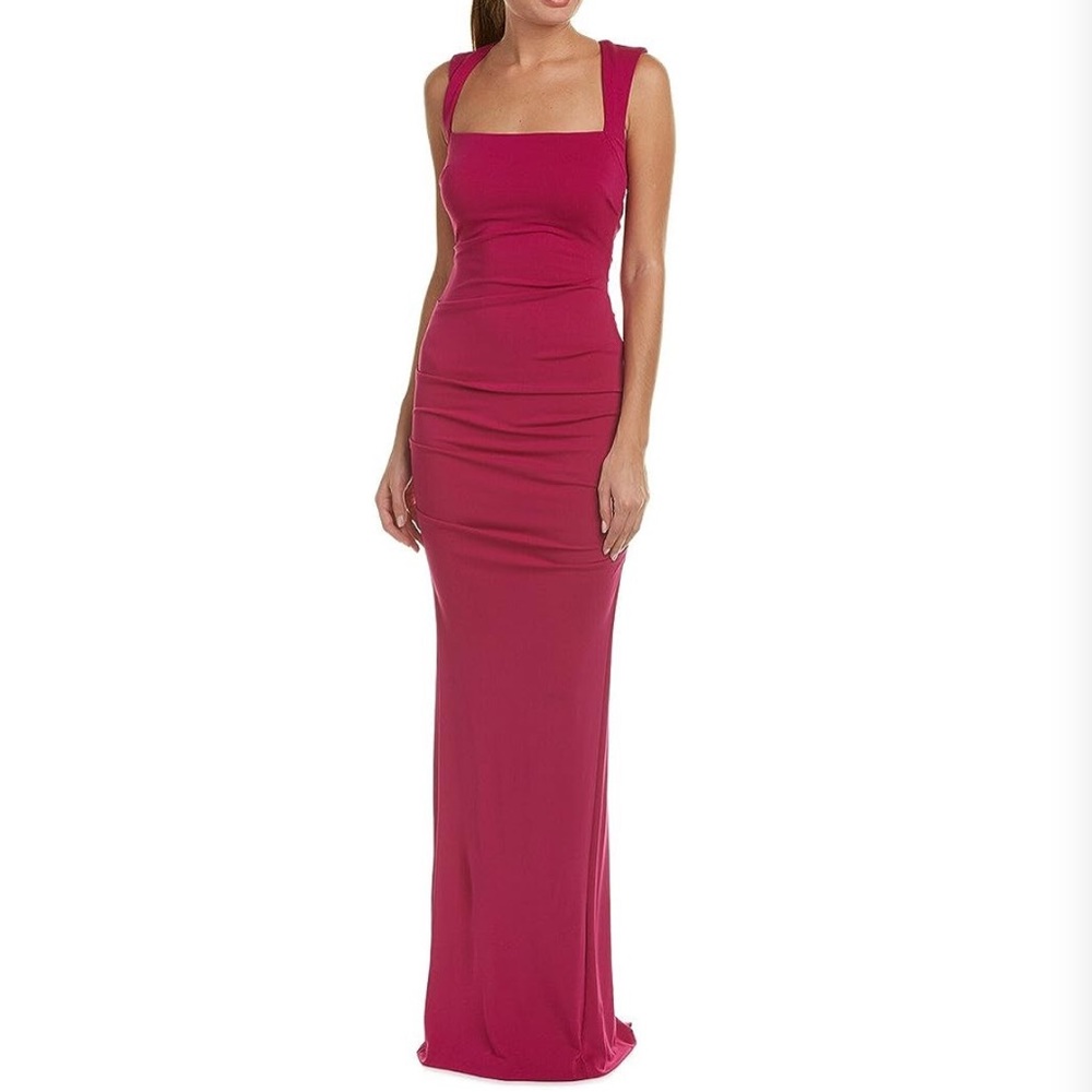 Nicole Miller Artelier PINK Felicity Open Back Jersey Gown, US 4